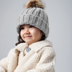 Infant/junior fur pom pom chunky beanie