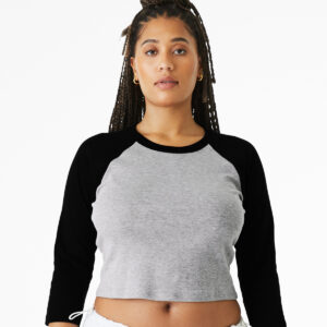 Womens micro rib 3/4 raglan baby t-shirt