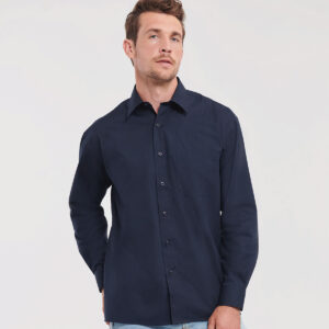 Long sleeve polycotton easycare poplin shirt