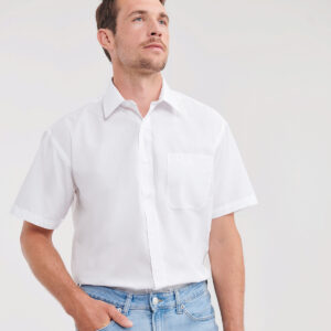 Short sleeve polycotton easycare poplin shirt