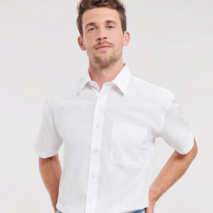 Short sleeve pure cotton easycare poplin shirt