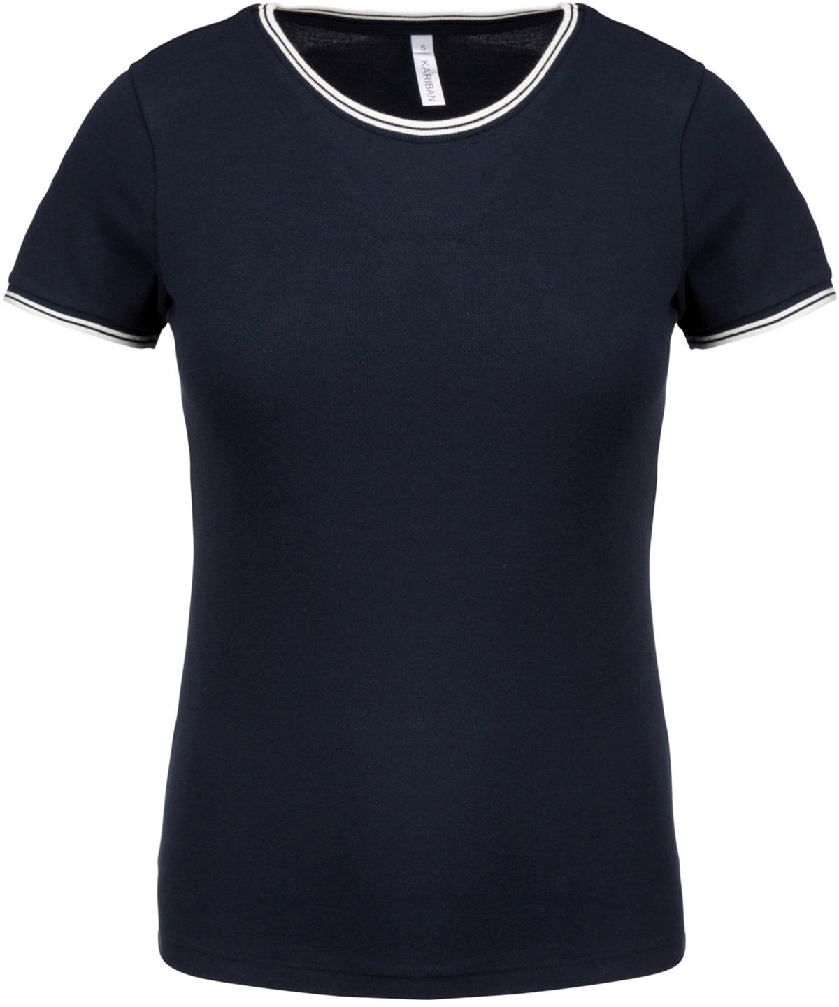 Ladies piqué knit crew neck T-shirt