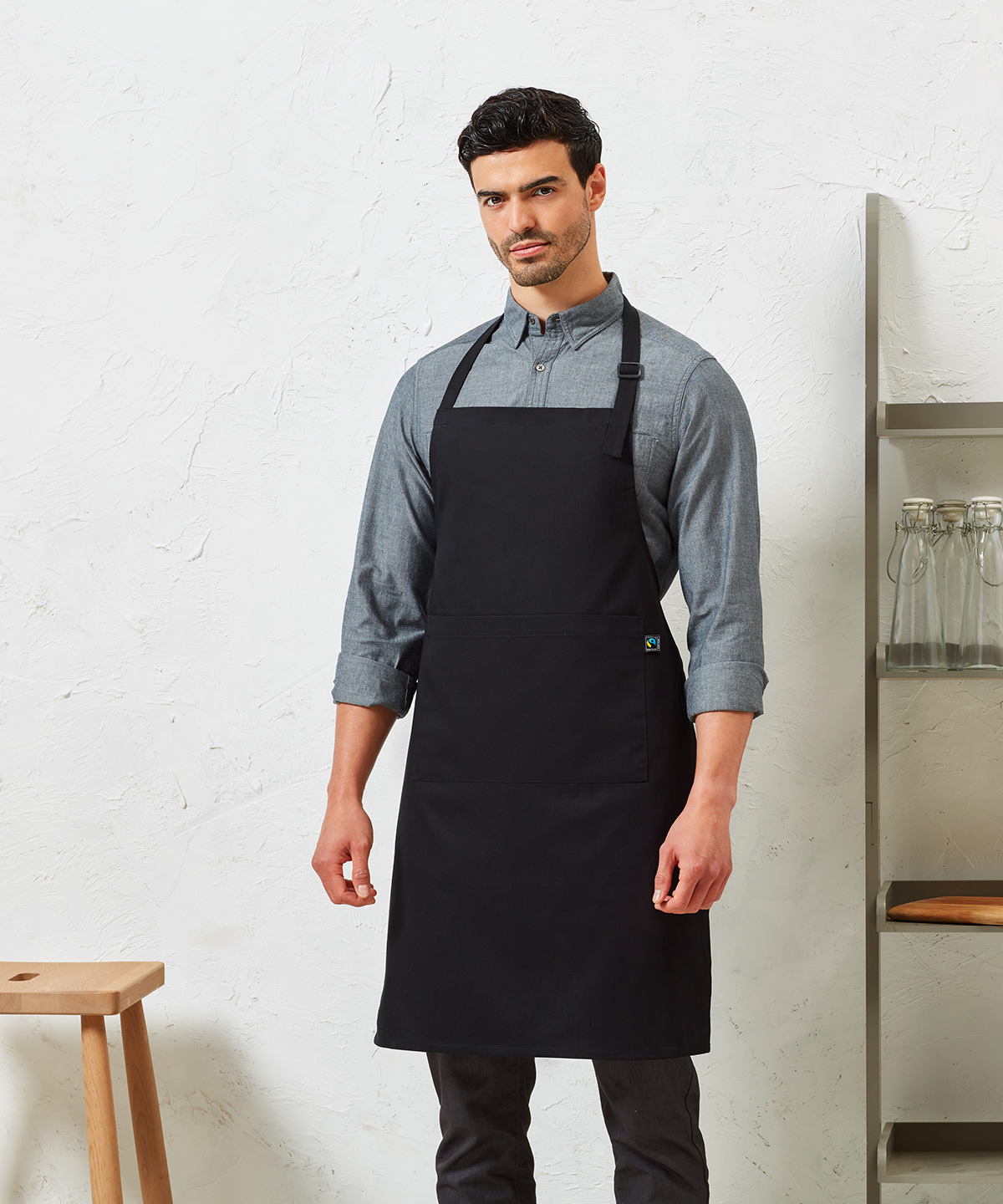 Cotton bib apron, organic and Fairtrade certified