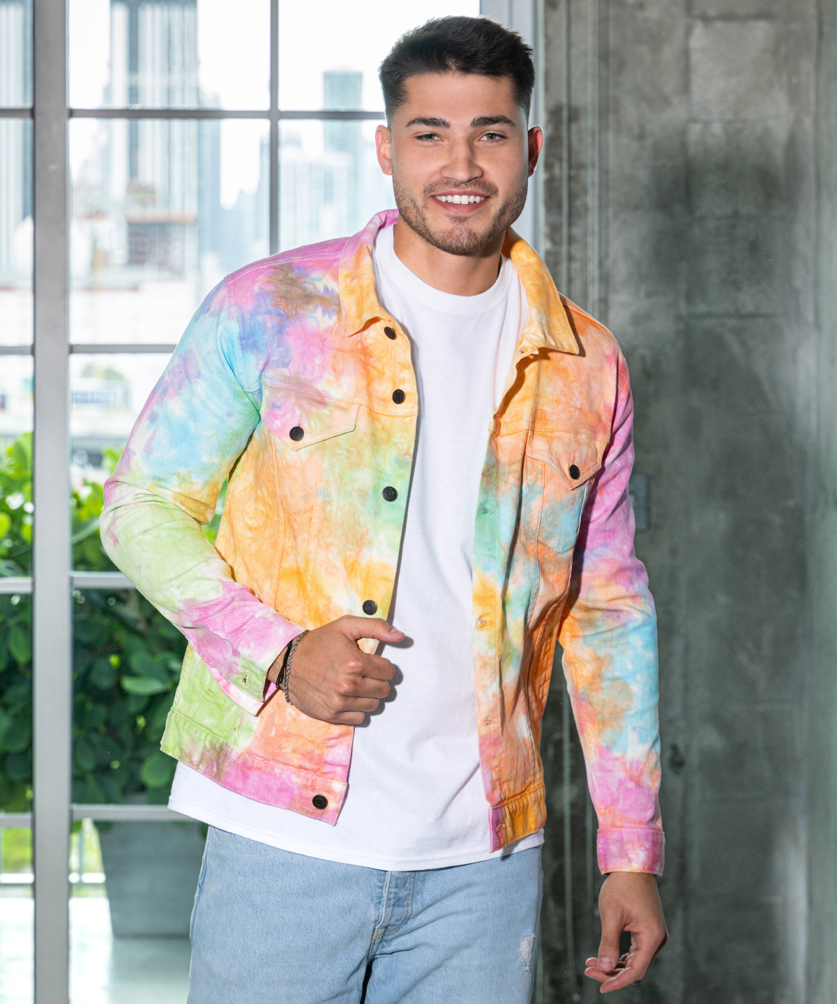 Tie-dye denim jacket